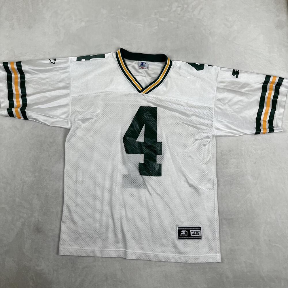 Vintage Green Bay Packers Jersey Mens Large White NFL Football Starter Favre 4